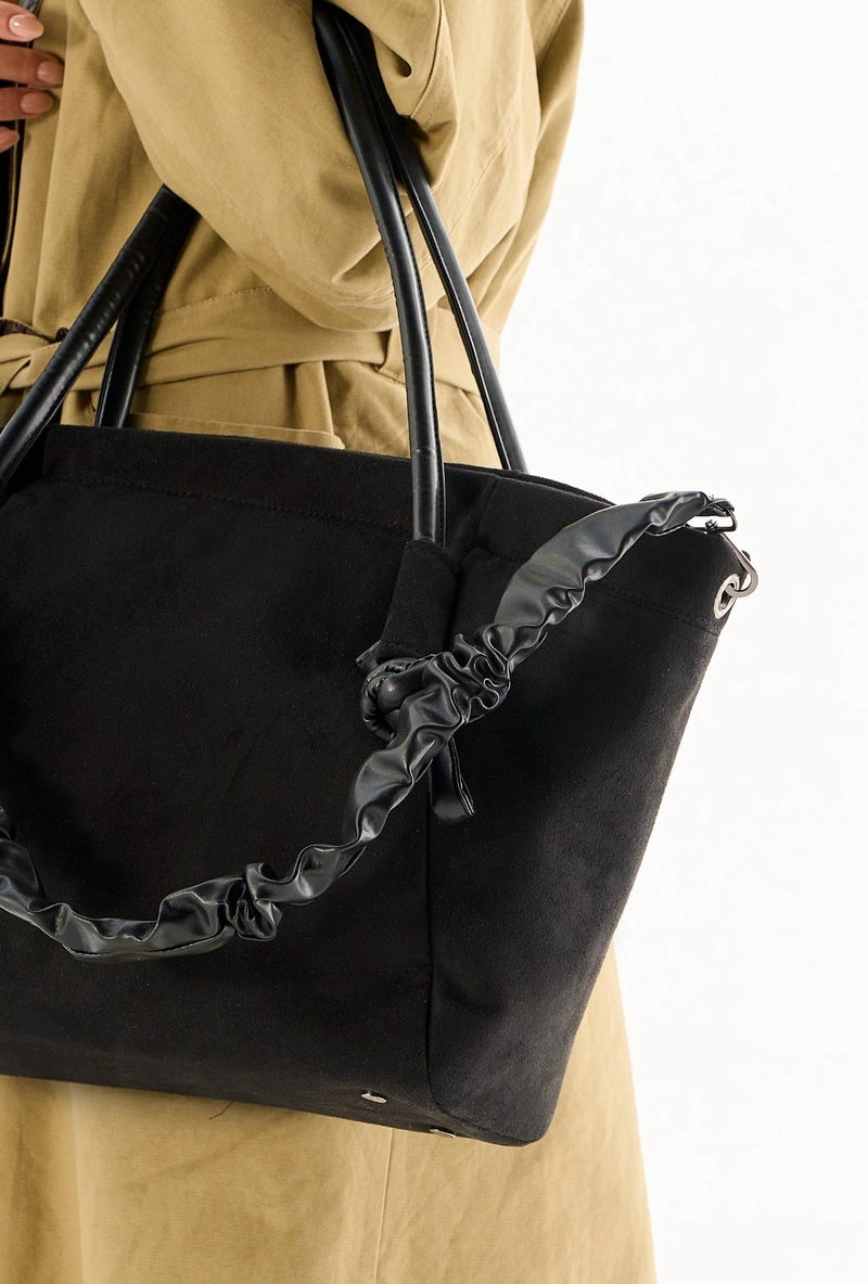 Zuri Via Tote - Black Suede - Image 2